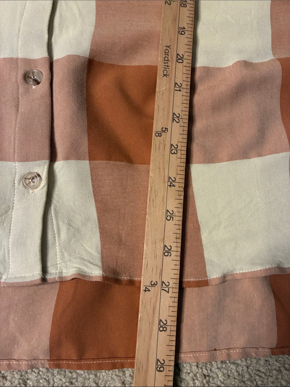 entro Plaid Check Button-Front Shirt in Cream & Brown Oversized Medium Large - Picture 7 of 7